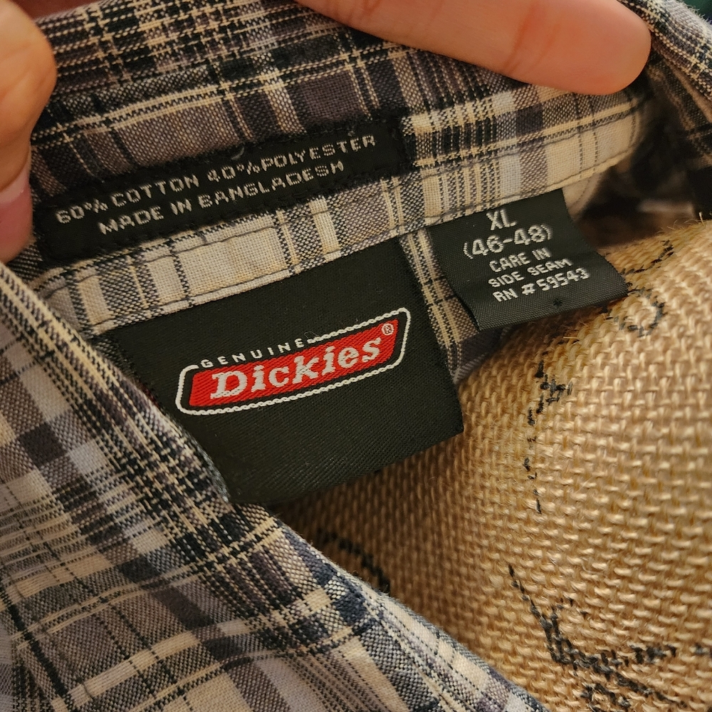 Dickies Grey Flannel Casual Button Down Long Sleeve Shirt XL - Picture 4 of 4